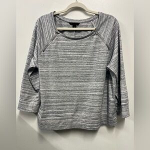Banana Republic Pullover Top heather gray zip shoulder 3/4 sleeve Sporty Layer